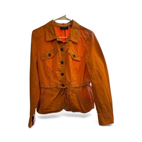 Axcess By Liz Claiborne Womens Orange Button-Up Jacket With Drawstring Waist & P - Picture 2 of 5